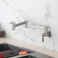 Kitchen Faucet,Wall Mounted Pot Filler Two Handles One Hole Contemporary Kitchen Taps