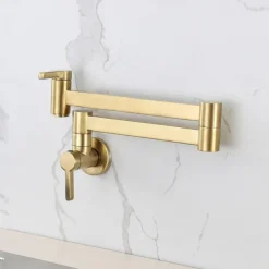 Kitchen Faucet,Wall Mounted Pot Filler Two Handles One Hole Contemporary Kitchen Taps