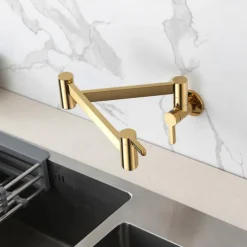 Kitchen Faucet,Wall Mounted Pot Filler Two Handles One Hole Contemporary Kitchen Taps