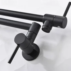 Kitchen Faucet,Wall Mounted Pot Filler Two Handles One Hole Chrome/Oil-rubbed Bronze/Nickel Brushed Foldable Pot Filler Wall Mounted Contemporary Kitchen Taps with Cold Water Only