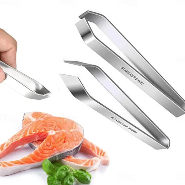 Kitchen Fish Bone Tweezers Stainless Steel Pincer Clip Puller Remover Fish Bone Plucking Clamp Kitchen Accessories