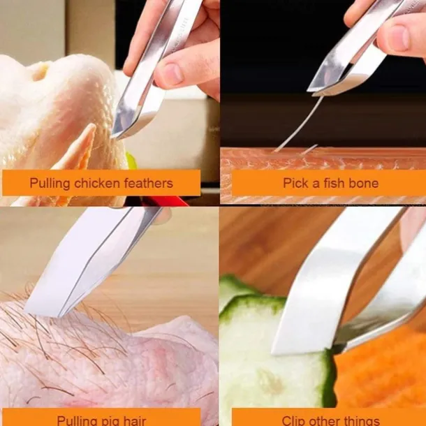 Kitchen Fish Bone Tweezers Stainless Steel Pincer Clip Puller Remover Fish Bone Plucking Clamp Kitchen Accessories
