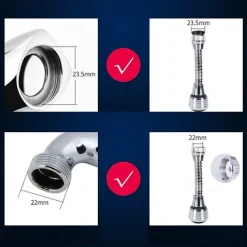 Kitchen Gadgets Faucet Aerator 2 Modes 360 Degree Adjustable Water Filter Diffuser Water Saving Nozzle Faucet Connector Shower