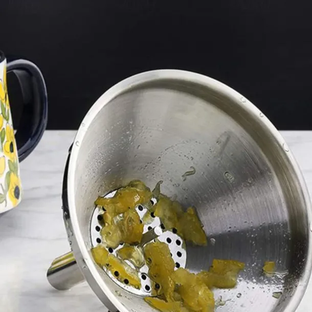Kitchen Oil Liquid Funnel Stainless Steel Canning Funnel with Detachable Filter Wide Mouth Funnel Kitchen Specialty Tool
