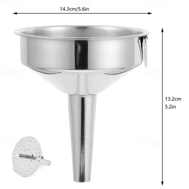 Kitchen Oil Liquid Funnel Stainless Steel Canning Funnel with Detachable Filter Wide Mouth Funnel Kitchen Specialty Tool