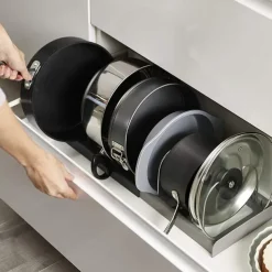 Kitchen Organizer Rack, Countertop Expandable Lid Holder, Kitchenware Storage Rack, Drainage Dish Rack, Expandable Drawer Organizer