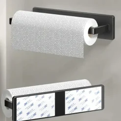 Kitchen Paper Towel Rack Non Perforated Cabinet Roll Paper Storage Rack Kitchen Plastic Wrap Towel Bar Storage Rack