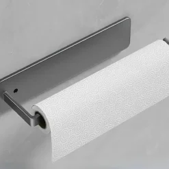 Kitchen Paper Towel Rack Non Perforated Cabinet Roll Paper Storage Rack Kitchen Plastic Wrap Towel Bar Storage Rack