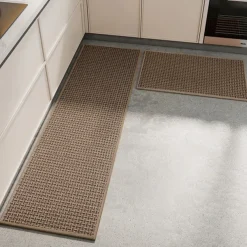 Kitchen Rugs & Mats Non-Skid WashableAnti-Fatigue, Non-Slip Absorbent Woven Runner Rubber Backed for Floors, Machine Washable Farmhouse Standing Mats for Sink, Laundry Room, Hallway