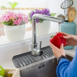 Kitchen Silicone Faucet Mat Sink Splash Guard Faucet Drainage Mat Drying Pad Kitchen Bathroom Countertop Protection Mat
