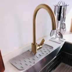 Kitchen Silicone Faucet Mat Sink Splash Guard Faucet Drainage Mat Drying Pad Kitchen Bathroom Countertop Protection Mat