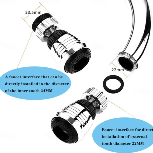 Kitchen Sink Faucet Sprayer Water Saving Aerator 360 Degrees Rotatable Bubbler Filter Free To Bend Nozzle Flexible Tap