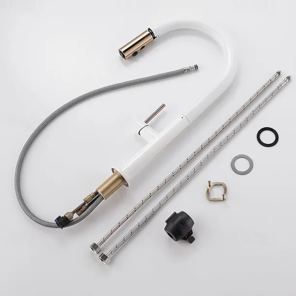 Kitchen Sink Mixer Faucet with Pull Out Sprayer Contemporary, 360 Rotatable Pull Down Single Handle One Hole High Arc Antique Kitchen Taps, Adjustable Cold and Hot Water Hose