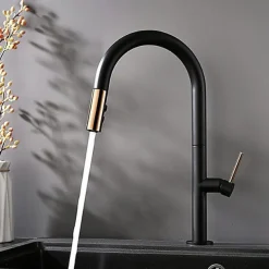 Kitchen Sink Mixer Faucet with Pull Out Sprayer Contemporary, 360 Rotatable Pull Down Single Handle One Hole High Arc Antique Kitchen Taps, Adjustable Cold and Hot Water Hose