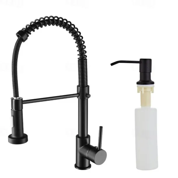 Kitchen Sink Mixer Faucet with Pull Down Sprayer, 360 swivel High Arc Single Handle Spring Kitchen Taps Deck Mounted, One Hole Brass Kitchen Sink Faucet Centerset Water Taps