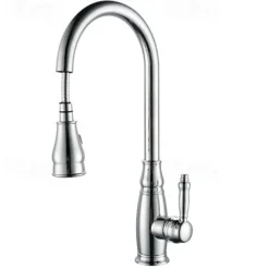 Kitchen Sink Mixer Faucet with Pull Out Sprayer, High Arc Brass Silver/Coffee Single Handle One Hole Oil-rubbed Bronze Pull Down Tall Kitchen Taps with Hot and Cold Water Hose