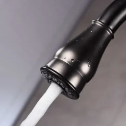 Kitchen Sink Mixer Faucet with Pull Out Sprayer, High Arc Brass Silver/Coffee Single Handle One Hole Oil-rubbed Bronze Pull Down Tall Kitchen Taps with Hot and Cold Water Hose