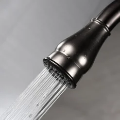 Kitchen Sink Mixer Faucet with Pull Out Sprayer, High Arc Brass Silver/Coffee Single Handle One Hole Oil-rubbed Bronze Pull Down Tall Kitchen Taps with Hot and Cold Water Hose