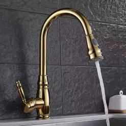 Kitchen Sink Mixer Faucet with Pull Out Sprayer, High Arc Brass Silver/Coffee Single Handle One Hole Oil-rubbed Bronze Pull Down Tall Kitchen Taps with Hot and Cold Water Hose