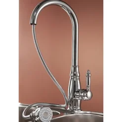 Kitchen Sink Mixer Faucet with Pull Out Sprayer, High Arc Brass Silver/Coffee Single Handle One Hole Oil-rubbed Bronze Pull Down Tall Kitchen Taps with Hot and Cold Water Hose