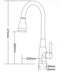 Kitchen Sink Mixer Faucet with Pull Out Sprayer, High Arc Brass Silver/Coffee Single Handle One Hole Oil-rubbed Bronze Pull Down Tall Kitchen Taps with Hot and Cold Water Hose