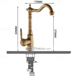 Kitchen Sink Mixer Faucet, 360 Swivel Single Handle Spring Kitchen Taps Deck Mounted, One Hole Brass Kitchen Sink Faucet Water Vessel Taps Retro Vintage