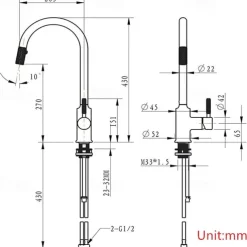 Kitchen Sink Mixer Faucet Pull Out, 360 swivel Single Lever Handle Brushed Solid Brass Taps Cold Hot Hose, One Hole with Pull Down Sprayer Black Gold Faucets