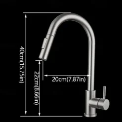 Kitchen Sink Mixer Faucet Stainless Steel with Pull Out Sprayer, 360° Rotatable Multi-function Pull Down Single Handle Kitchen Vessel Tap Brushed Gold Finish