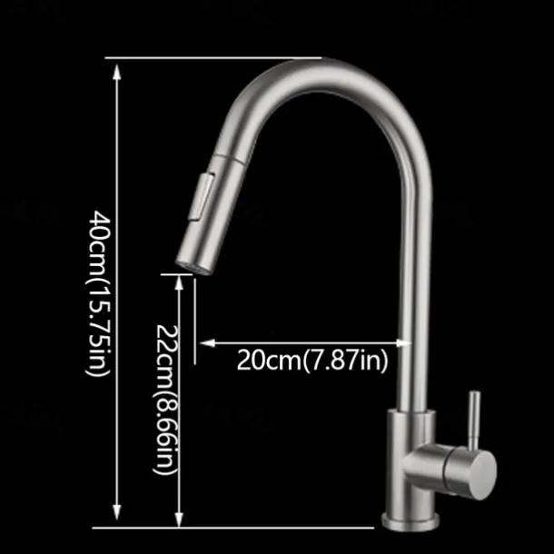 Kitchen Sink Mixer Faucet Stainless Steel with Pull Out Sprayer, 360° Rotatable Multi-function Pull Down Single Handle Kitchen Vessel Tap Brushed Gold Finish