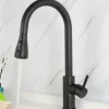 Kitchen Sink Mixer Faucet with Pull Out Spray, 360 Rotating Single Handle Pull Down Tap Nickel Brushed 304 Stainless Steel Deck Mounted Kitchen Vessel Taps