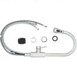 Kitchen Sink Mixer Faucet with Pull Out Spray, 360 Rotating Single Handle Pull Down Tap Nickel Brushed 304 Stainless Steel Deck Mounted Kitchen Vessel Taps