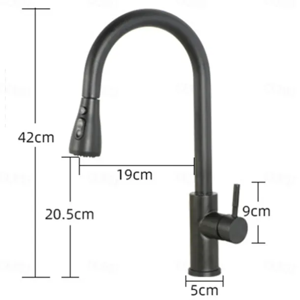 Kitchen Sink Mixer Faucet with Pull Out Spray, 360 Rotating Single Handle Pull Down Tap Nickel Brushed 304 Stainless Steel Deck Mounted Kitchen Vessel Taps