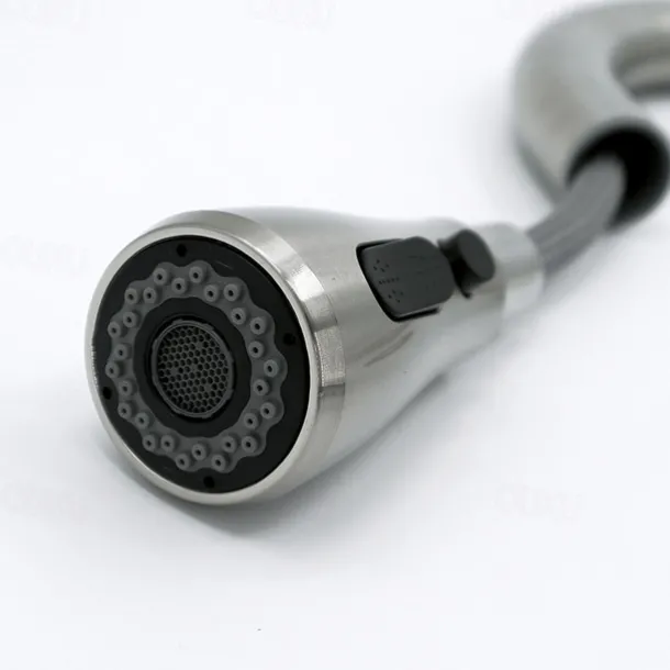 Kitchen Sink Mixer Faucet with Pull Out Spray, 360 Rotating Single Handle Pull Down Tap Nickel Brushed 304 Stainless Steel Deck Mounted Kitchen Vessel Taps