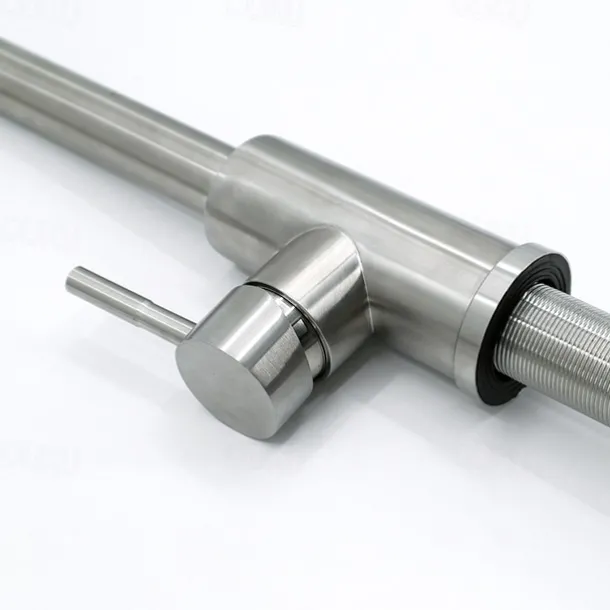 Kitchen Sink Mixer Faucet with Pull Out Spray, 360 Rotating Single Handle Pull Down Tap Nickel Brushed 304 Stainless Steel Deck Mounted Kitchen Vessel Taps