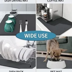 kitchen Super Absorbent Draining Mat Kitchen Draining Mat Super Absorbent Kitchen Sink Drainer Counter Mat Anti-Slip Absorbent Draining Mat Kitchen Counter Quick Dry Dish Drainer Mat