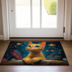 Kitty Fur Doormat Kitchen Mat Floor Mat Non-Slip Area Rug Oil Proof Rug Indoor Outdoor Mat Bedroom Decor Bathroom Mat Entrance Rug