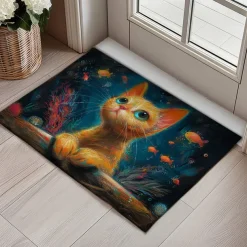 Kitty Fur Doormat Kitchen Mat Floor Mat Non-Slip Area Rug Oil Proof Rug Indoor Outdoor Mat Bedroom Decor Bathroom Mat Entrance Rug