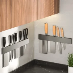 Knife Holder Stainless Steel Punch-Free Kitchen Knife Chopstick Holder Multifunctional Storage Rack Wall-Mounted