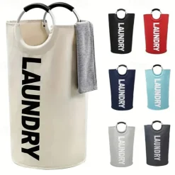 80L Large Laundry Basket, Laundry Hamper, Dirty Clothes Hamper for Laundry, Collapsible, Waterproof Laundry Baskets with Foam Protected Aluminum Handles for Laundry, Dorm, Family