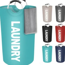 80L Large Laundry Basket, Laundry Hamper, Dirty Clothes Hamper for Laundry, Collapsible, Waterproof Laundry Baskets with Foam Protected Aluminum Handles for Laundry, Dorm, Family