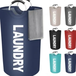 80L Large Laundry Basket, Laundry Hamper, Dirty Clothes Hamper for Laundry, Collapsible, Waterproof Laundry Baskets with Foam Protected Aluminum Handles for Laundry, Dorm, Family