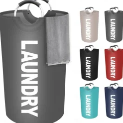 80L Large Laundry Basket, Laundry Hamper, Dirty Clothes Hamper for Laundry, Collapsible, Waterproof Laundry Baskets with Foam Protected Aluminum Handles for Laundry, Dorm, Family