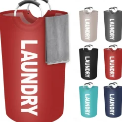 80L Large Laundry Basket, Laundry Hamper, Dirty Clothes Hamper for Laundry, Collapsible, Waterproof Laundry Baskets with Foam Protected Aluminum Handles for Laundry, Dorm, Family