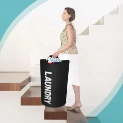 80L Large Laundry Basket, Laundry Hamper, Dirty Clothes Hamper for Laundry, Collapsible, Waterproof Laundry Baskets with Foam Protected Aluminum Handles for Laundry, Dorm, Family