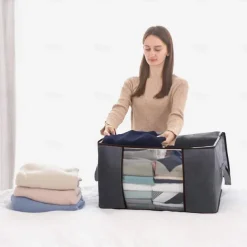 80L Large Laundry Basket, Laundry Hamper, Dirty Clothes Hamper for Laundry, Collapsible, Waterproof Laundry Baskets with Foam Protected Aluminum Handles for Laundry, Dorm, Family