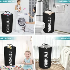 80L Large Laundry Basket, Laundry Hamper, Dirty Clothes Hamper for Laundry, Collapsible, Waterproof Laundry Baskets with Foam Protected Aluminum Handles for Laundry, Dorm, Family