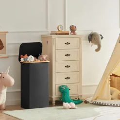 100L Laundry Basket with Lid, Clothes Hampers for Laundry with Bamboo Handles and A Removable Laundry Bag, Large Foldable Laundry Hamper for Bedroom, Bathroom, Dorm, Laundry