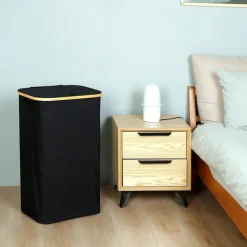 100L Laundry Basket with Lid, Clothes Hampers for Laundry with Bamboo Handles and A Removable Laundry Bag, Large Foldable Laundry Hamper for Bedroom, Bathroom, Dorm, Laundry