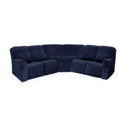 L Shape Recliner Sofa Covers Burgundy Corner Sofa Velvet Stretch Couch Covers for Reclining Sofa Soft Washable(4 Backrest Cover & Seat Cover,1 Coner Sofa Cover, 2 Armrest Cover)