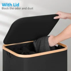 75L Slim Laundry Hamper with Wheels,Clothes Hamper for Laundry,Laundry Basket with Lid & Inner Bag,for Laundry Room, Bedroom, Dormitory Organization